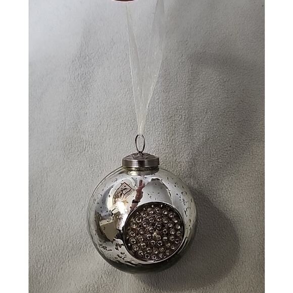 Vintage Large Pottery Barn Mercury Blown Glass Christmas Ornament Silver - Picture 12 of 12